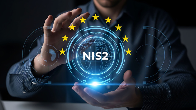 Representación de la directiva NIS2 de la Unión Europea aplicada a la ciberseguridad empresarial, con enfoque en cumplimiento normativo, gestión de riesgos y protección de infraestructuras críticas.